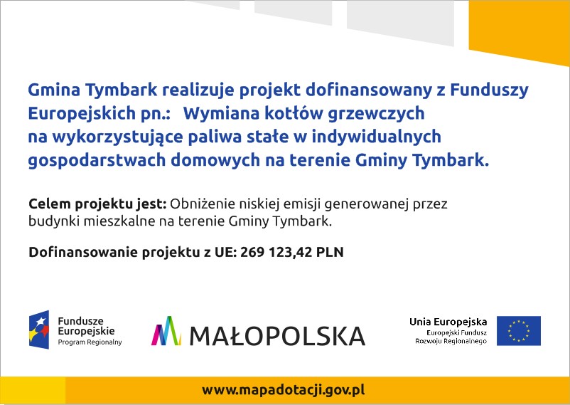 Wymiana kotłów grzewczych na wykorzystujące paliwa stałe w indywidualnych gospodarstwach domowych na terenie Gminy Tymbark