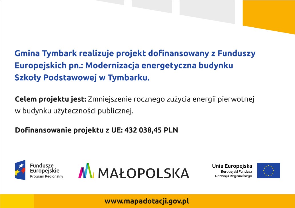 Modernizacja energetyczna budynku Szkoły Podstawowej w Tymbarku